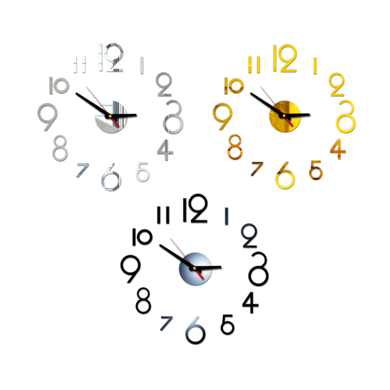 Large wall clock with adhesive numbers
