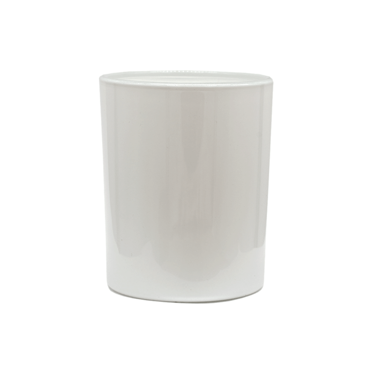 Candle glass, glossy, 290ml - White