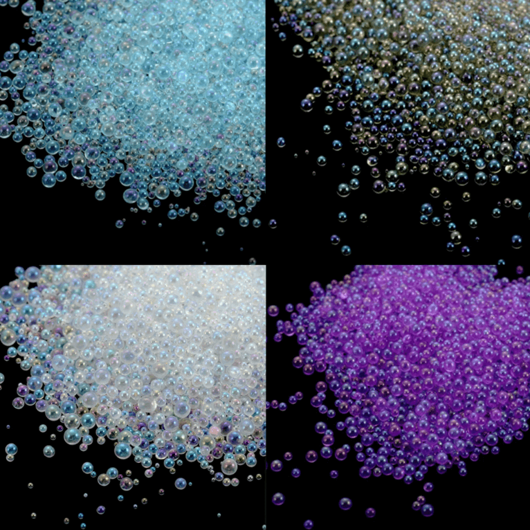 Glass beads, bubbles, 0.4-3mm