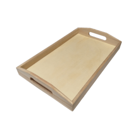 Wooden tray with handles, 38 x 26 x 6 cm