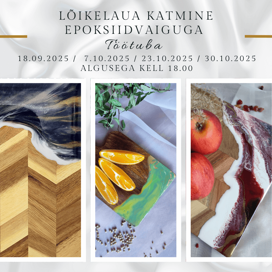 Lõikelaua katmine epoksiidvaiguga töötuba Lõikelaua katmine epoksiidvaiguga töötuba